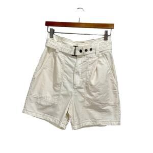 Pistola x Revolve Arita Paperbag White High Rise Cuffed Shorts Size 27